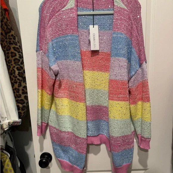 Olivia Rubin Mika Pastel Stripe Cardigan - Picture 2 of 5